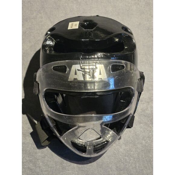 ATA Headgear Sparring Helmet w Face Shield Adult Large Macho Martial Arts Black - Picture 1 of 12